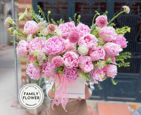 Lẵng hoa mẫu đơn tặng sinh nhật mẹ quận Cầu Giấy , Ba Đình , Hà Nội ! Hoa mẫu đơn Hà Nội