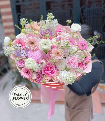 Bó hoa tone hồng tặng bạn gái , người yêu nhân dịp 8 tháng 3 ở Hà Nội ! Hoa 8/3