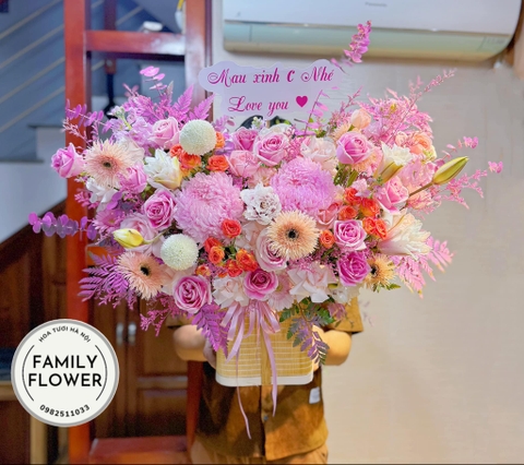 Lẵng hoa tươi tặng chúc mừng sinh nhật mẹ tại Ba Đình- Đống Đa Hà Nội ! Mua hoa tươi online Hà Nội