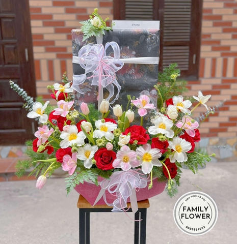 Lẵng hoa tulip kèm quà tặng bạn gái ! Hoa tulip  quận Cầu Giấy , Thanh Xuân Hà Nội ! Hoa tulip