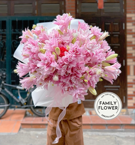 Bó hoa ly kép tặng mẹ nhân dịp sinh nhật ở quận Ba Đình hà Nội ! Hoa ly kép hà nội