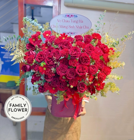 Lẵng hoa hồng đỏ tặng sinh nhật quận Ba Đình Hà Nội ! Hoa sinh nhật quận Ba Đình
