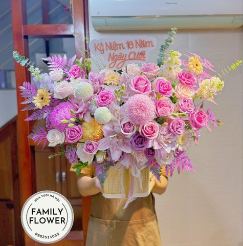 Lẵng hoa chúc mừng kỷ niệm ngày cưới ở Hà Nội ! Hoa Hà Nội