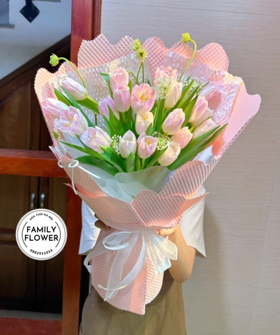 Bó Hoa Tulip Hồng Pastel Dịu Dàng – Hoa Tặng Sinh Nhật, Người Yêu Tại Hà Nội | Family Flower