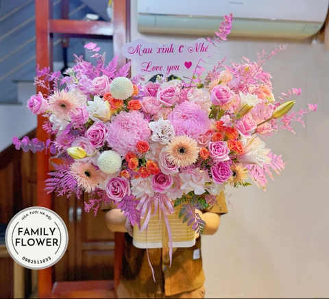 Lẵng hoa tươi tặng chúc mừng sinh nhật mẹ tại Ba Đình- Đống Đa Hà Nội ! Mua hoa tươi online Hà Nội