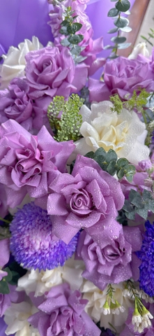 Kệ hoa 2 tầng tone tím tặng chúc mừng sự kiện cuối năm ở Hà Nội ! Hoa sự kiện Hà Nội