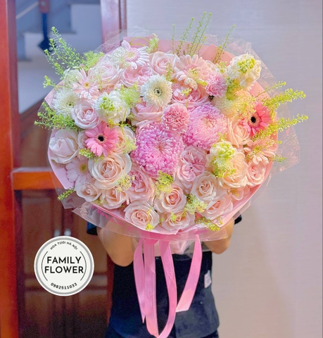 Bó hoa tone hồng tặng chúc mừng sinh nhật em người yêu tại quận Ba Đình Hà Nội ! Mua hoa online tại Hà Nội