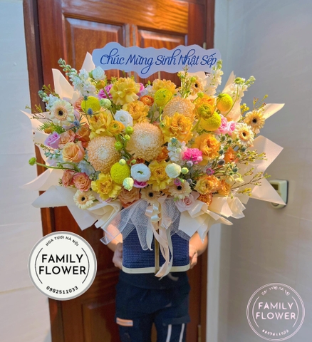 Lẵng hoa chúc mừng sinh nhật sếp ! Đối tác quan trọng ở Ba Đình ,Cầu Giấy Hà Nội, hoa tươi Hà Nội