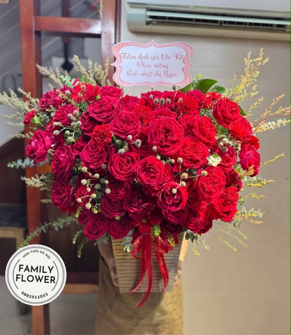 Lẵng hoa hồng đỏ tặng sinh nhật! Hoa sinh nhật Hà Nội ! Hoa hồng đỏ Hà Nội