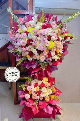 Hoa khai trương Hà Nội ! Mua hoa tươi Hà Nội kệ hoa 2 tầng chúc mừng khai trương quận Đống Đa