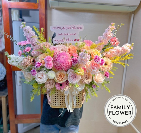 Lẵng hoa tặng chúc mừng ngày 8/4 Quốc Tế Phụ Nữ Việt Nam tại Đống Đa, Ba Đình ! Mua hoa tươi online tại Hà Nội