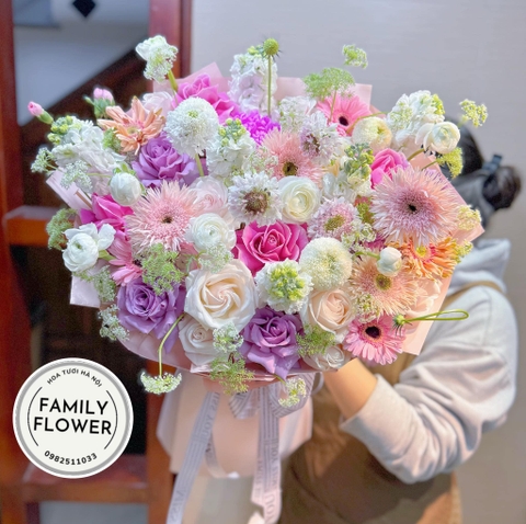 Bó hoa dáng tròn tặng sinh nhật bạn  gái quận Đống Đa Hà Nội ! Hoa tươi Đống Đa