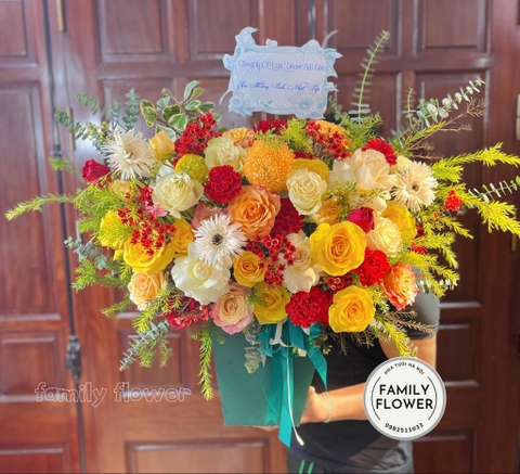 Lẵng hoa cam vàng tặng sinh nhật bố , anh trai ở quận Ba Đình Hà  Nội ! Hoa tươi Ba Đình !