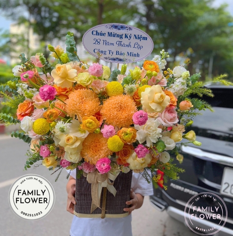 Lẵng hoa chúc mừng sinh nhật công ty! Hoa chúc mừng Hà Nội ! Hoa tươi Hà Nội