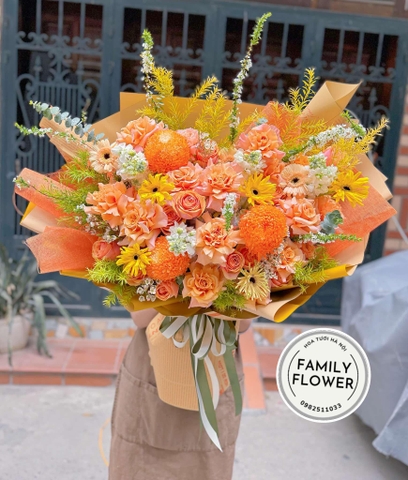 Bó hoa tone cam tặng chúc mừng sinh nhật bạn gái tại quận Ba Đình Hà Nội ! Mua hoa tươi online Hà Nội