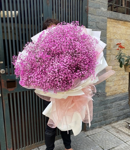 Bó hoa baby hồng to khổng lồ chúc mừng sinh nhật tại Hà Nội - Đặt hoa online - Hoa tươi Cầu Giấy