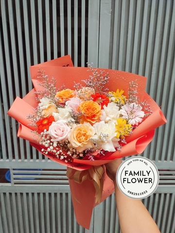 Bó hoa tone cam chúc mừng sinh nhật , hội nghị , sự kiện ở Cầu Giấy - Hà Nội - Hoa tươi Cầu Giấy