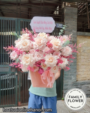 Lẵng hoa chúc mừng sinh nhật đẹp tại cầu giấy - Hoa tươi Hà Nội . Hoa sinh nhật Hà Nội.