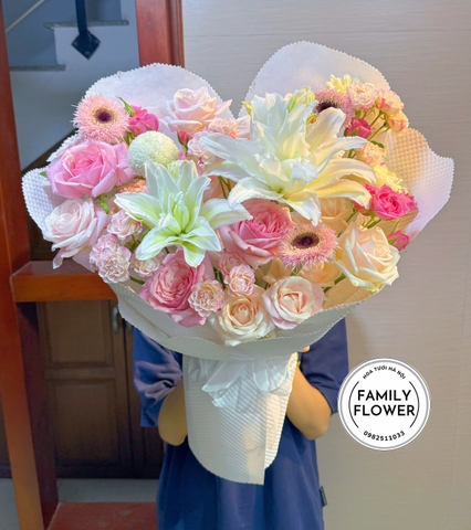 Bó Hoa Hồng Pastel Mix Lily Thanh Nhã – Hoa Tặng Sinh Nhật, Người Thương | Family Flower