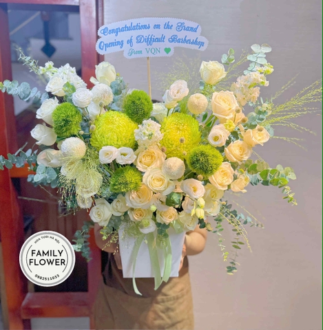 Lẵng hoa xanh lá tặng khai trương ở Hà Nội ! Hoa khai trương Hà Nội