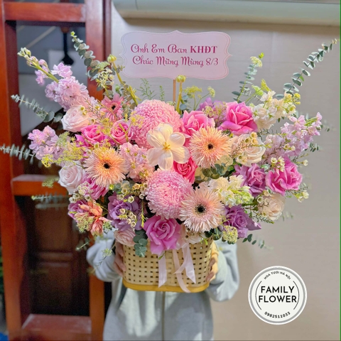 Hoa 8 tháng 3 ! Hoa tươi Hà Nội ! Lẵng hoa chúc mừng đối tác, đồng nghiệp nhân dịp 8-3