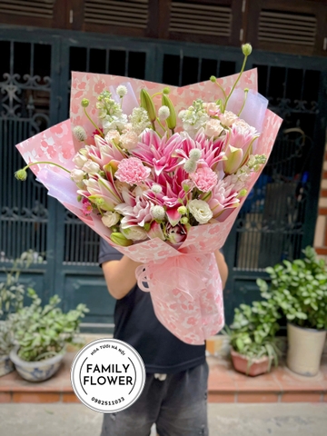 Bó Hoa Ly Hồng Pastel Tặng Ngày 20/10 – Hoa Tươi Hà Nội | Family Flower