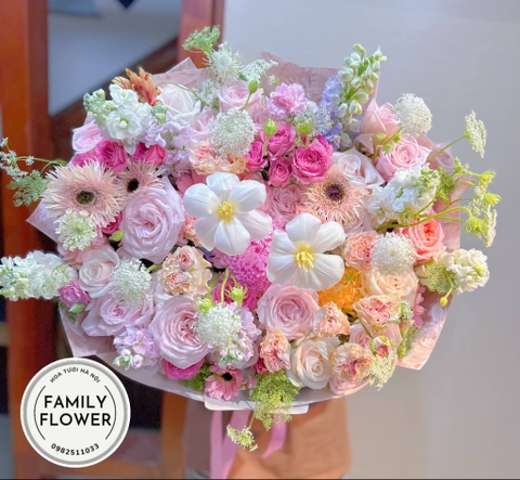 Hoa tươi Hà Nội ! Bó hoa tone hồng tặng bạn gái ở quận Cầu Giấy Hà Nội ! Hoa Hà Nội
