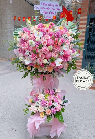 Lẵng hoa 2 tầng chúc mừng khai trương quận Ba Đình , Hoàn Kiếm Hà Nội ! Hoa khai trương Hà Nội