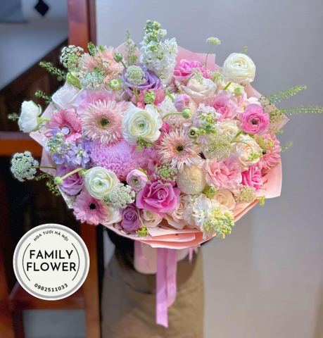Bó hoa tone hồng tặng bạn gái , người yêu nhân dịp 8 tháng 3 ở Hà Nội ! Hoa 8/3