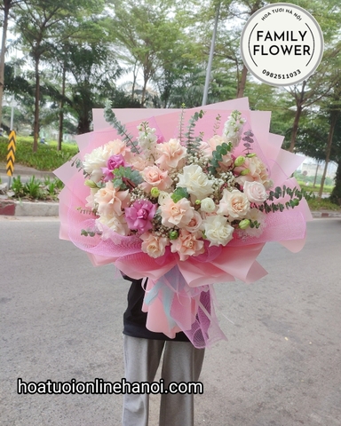 Bó hoa hồng nhẹ nhàng tặng mẹ , vợ bạn gái nhân dịp sinh nhật đẹp ở quận Ba Đình - Cầu Giấy  - Hà Nội.