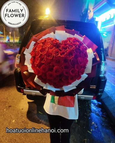 Bó hoa hồng đỏ trái tim tặng vợ, người yêu nhân dịp sinh nhật, kỷ niệm ngày yêu nhau hoặc tỏ tình bạn gái đẹp ở quận Ba Đình -Hà Nội