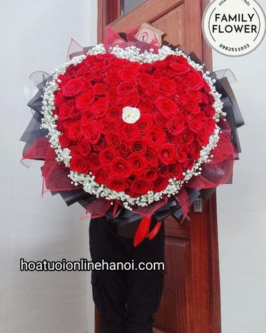 Bó hoa trái tim hồng đỏ tặng vợ , người yêu đẹp tại quận Đống Đa , Cầu Giấy. Hà Nội.