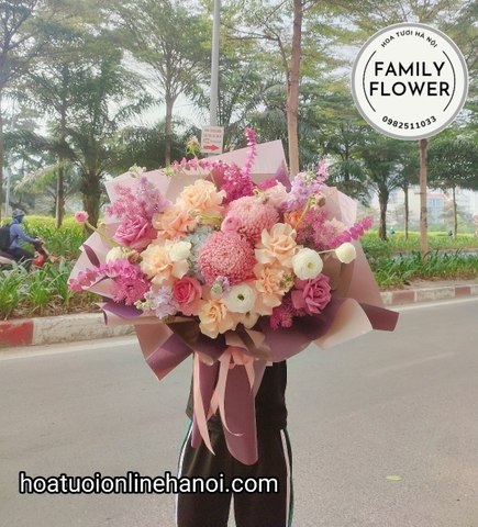 Bó hoa cúc mẫu đơn chúc mừng sinh nhật đẹp tại quận Ba Đình - quận Cầu Giấy -Hà Nội.