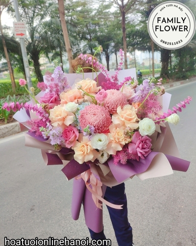 Bó hoa cúc mẫu đơn chúc mừng sinh nhật đẹp tại quận Ba Đình - quận Cầu Giấy -Hà Nội.