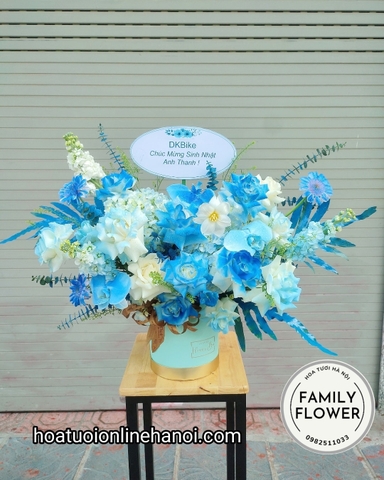 Hoa tặng sinh nhật sếp - Lẵng hoa xanh chúc mừng sinh nhật sếp ở Hà Nội.