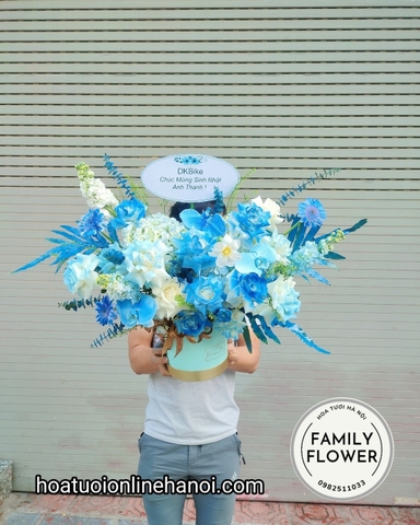 Hoa tặng sinh nhật sếp - Lẵng hoa xanh chúc mừng sinh nhật sếp ở Hà Nội.