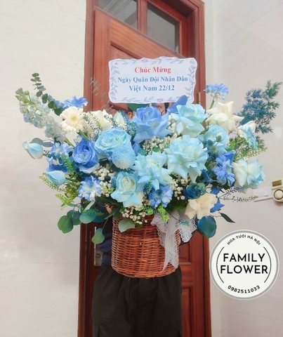 Lẵng hoa chúc mừng ngày quân đội nhân dân VIỆT NAM 22/12 đẹp ở HÀ NỘI