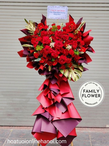 Kệ hoa khai trương đẹp ở Hà Nội . Hoa chúc mừng khai trương . Sinh nhật công ty