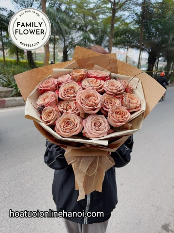 Hoa sinh nhật Hà Nội ! Bó hoa hồng nhập capuchino tặng mẹ , bạn gái nhân dịp sinh nhật