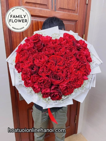 Bó hoa trái tim hồng nhập khẩu tặng người yêu , vợ ngày valentine, mùng 8/3 . ngày 20/10