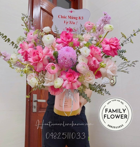 Lẵng hoa tặng vợ , mẹ nhân ngày quốc tế phụ nữ 8 tháng 3 ở quận CẦU GIẤY - BA ĐÌNH - HÀ NỘI