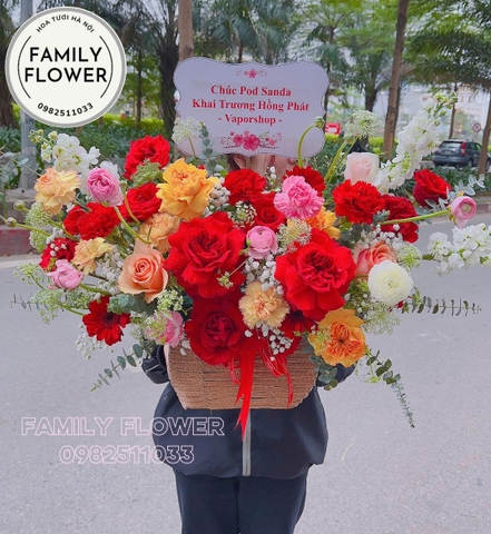 Mua hoa tươi Hà Nội ! Lẵng hoa chúc mừng khai Trương giá rẻ Hà Nội