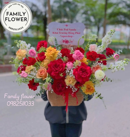 Mua hoa tươi Hà Nội ! Lẵng hoa chúc mừng khai Trương giá rẻ Hà Nội