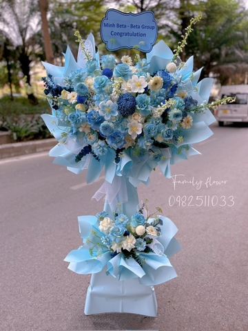 Kệ hoa tone xanh dương tặng đối tác quan trọng ở Hà Nội ! Điện hoa Hà Nội