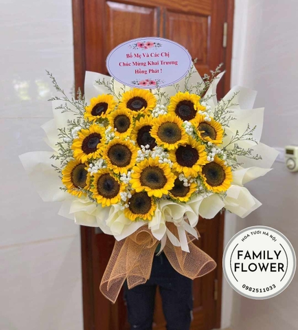 Lẵng hoa hướng dương chúc mừng khai ở HÀ NỘI , mua hoa tươi HÀ NỘI , Hoa hướng dương HÀ NỘI
