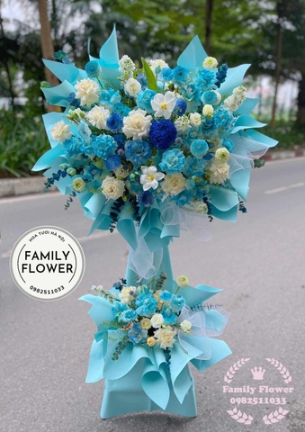 Kệ hoa xanh dương chúc mừng khai trương, sự kiện ở quận Đống Đa Hà Nội, hoa tươi Hà Nội