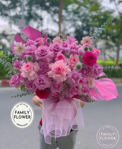 Lẵng hoa tím thuỷ chung tặng ngày phụ nữ Việt Nam 20 tháng 10 . Điện hoa Hà Nội