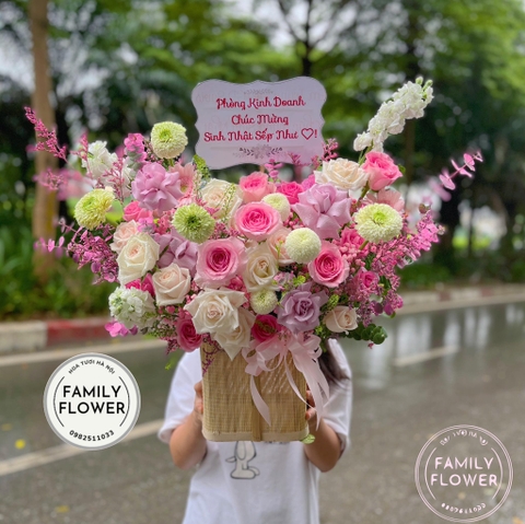 Lẵng hoa tặng sinh nhật sếp ở Hà Nội ! Mua hoa tươi Hà Nội