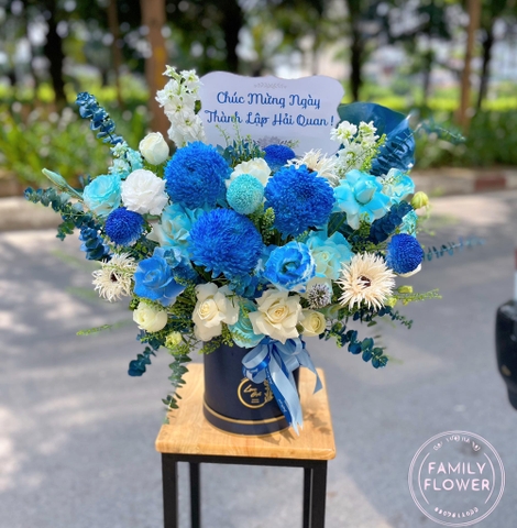 Hộp hoa tone xanh chúc mừng ở Hà Nội ! Điện hoa Hà Nội, hoa tươi Hà Nội