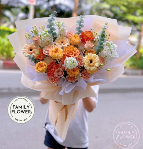 Bó hoa tone cam tặng chồng , bố  ở quận Ba Đình , Đống Đa , Hà Nội ! Hoa tươi Hà Nội